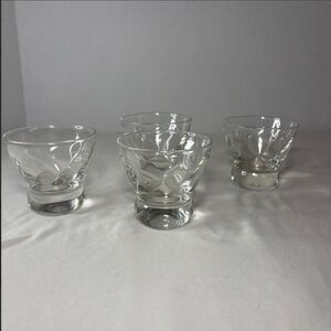 Vintage 4 Clear Eva Zeisel Weighted Lowball Whiskey Glasses MCM Barware